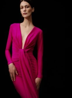 The Lorena Midi Dress In Fuchsia -Solace Dress Shop 022 046 v1