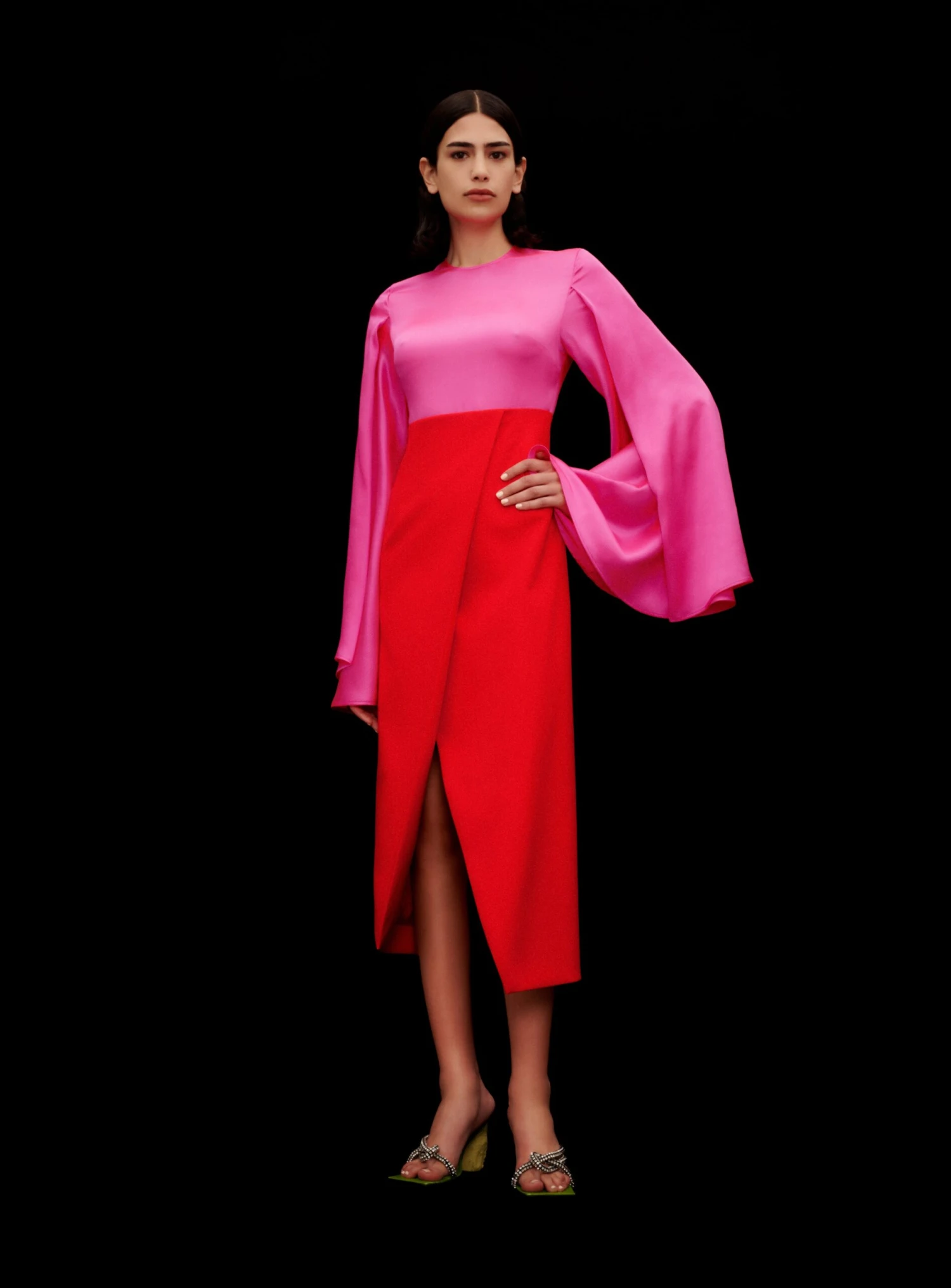 The Asta Midi Dress In Hot Pink & Red 3 The Asta Midi Dress In Hot Pink & Red