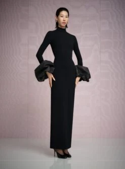 The Viviana Crystal Maxi Dress In Black