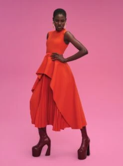 The Severny Midi Dress In Copper -Solace Dress Shop 211119 SolaceLondon PF22 Look 56 006 v2