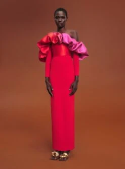 The Elson Maxi Dress In Royal Red & Pink Ombre -Solace Dress Shop 211209 SolaceLondon RS22 Look 18 013