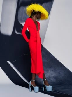 The Lorena Midi Dress In Red -Solace Dress Shop 220210 SolaceLondon SS22 02 033 v1