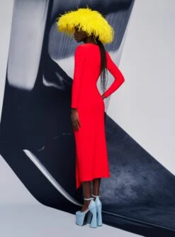 The Lorena Midi Dress In Red -Solace Dress Shop 220210 SolaceLondon SS22 02 049 v1