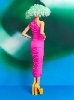 The Amaya Midi Dress In Magenta -Solace Dress Shop 220408 SolaceLondon RS23 28 103 R1