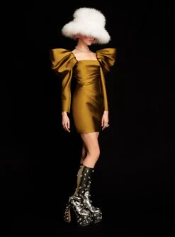 The Riley Mini Dress In Gold -Solace Dress Shop 220411 SolaceLondon RS23 51 062 R1