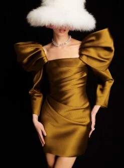 The Riley Mini Dress In Gold -Solace Dress Shop 220411 SolaceLondon RS23 51 088 R1