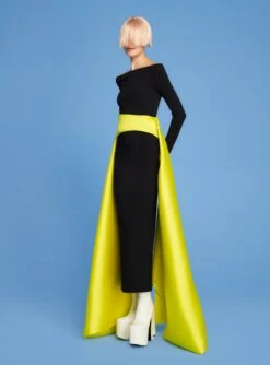 The Livia Maxi Dress In Black & Citrus -Solace Dress Shop 220425 SolaceLondon PF22 08 051 R2
