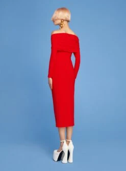 The Willow Midi Dress In Red -Solace Dress Shop 220425 SolaceLondon PF22 17 093 R1