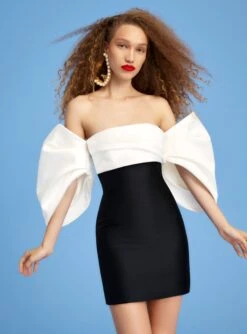 The Elina Mini Dress In Cream & Black -Solace Dress Shop 220718 SolaceLondon SS23 54 070 R1