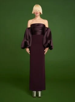 The Carmen Maxi Dress In Plum -Solace Dress Shop 220915 SolaceLondon RS23 14 025 R1