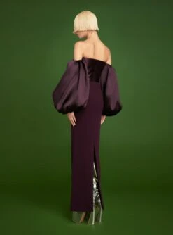 The Carmen Maxi Dress In Plum -Solace Dress Shop 220915 SolaceLondon RS23 14 084 R1