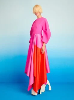 The Quinn Midi Dress In Fuchsia & Orange -Solace Dress Shop 221014 SolaceLondon RS23 09 089