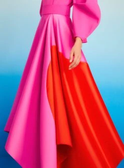 The Quinn Midi Dress In Fuchsia & Orange -Solace Dress Shop 221014 SolaceLondon RS23 09 164
