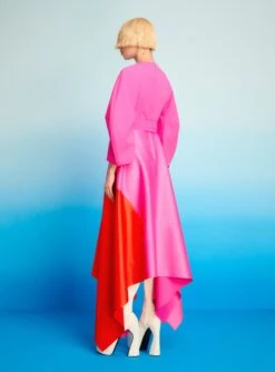 The Quinn Midi Dress In Fuchsia & Orange -Solace Dress Shop 221014 SolaceLondon RS23 09 213