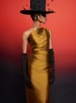 The Orla Midi Dress In Gold -Solace Dress Shop 230309 SolaceLondon RS23 17 070 R1