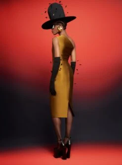 The Orla Midi Dress In Gold -Solace Dress Shop 230309 SolaceLondon RS23 17 160 R1