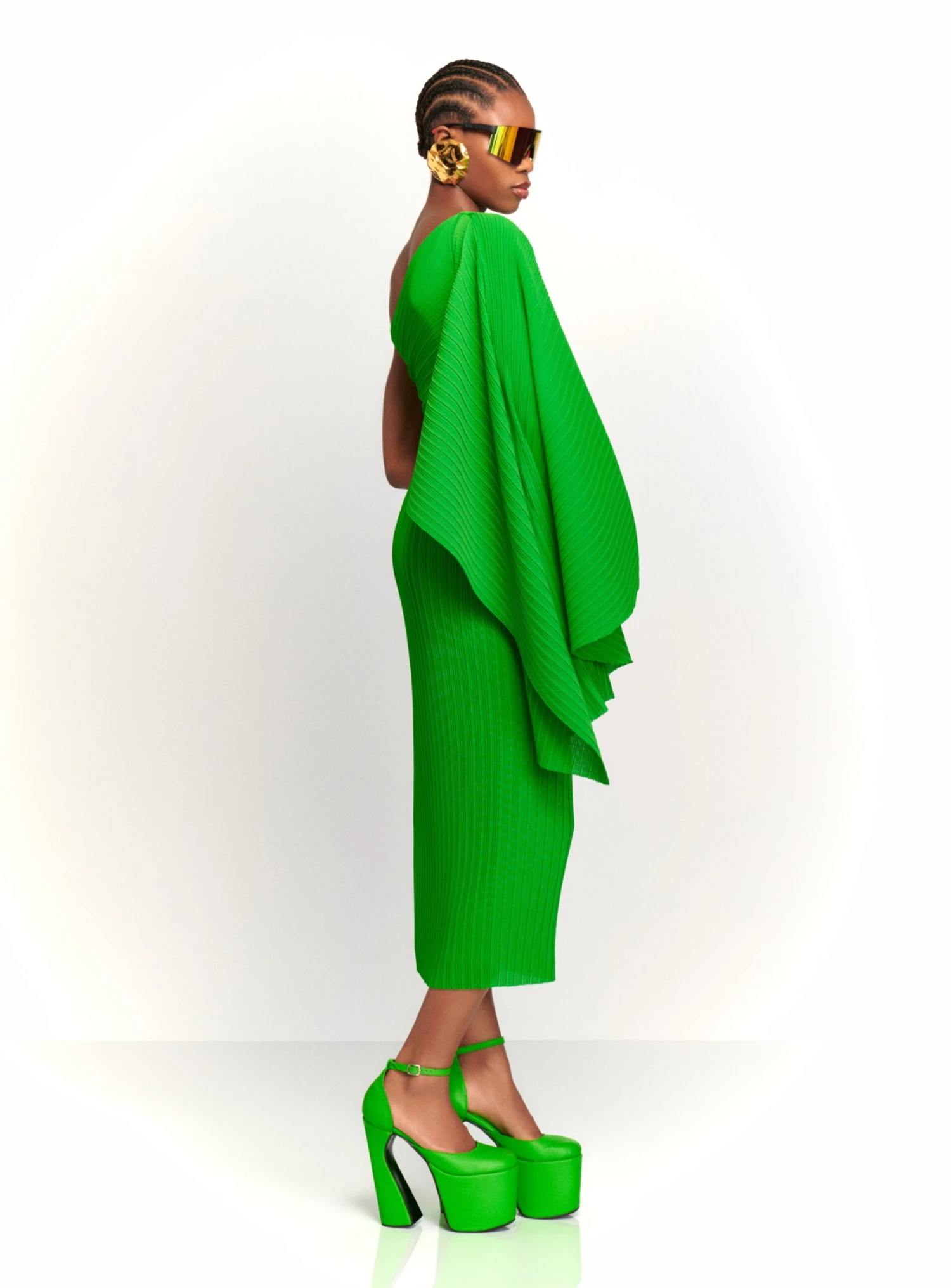 The Lenna Midi Dress In Bright Green 4 The Lenna Midi Dress In Bright Green - Image 2