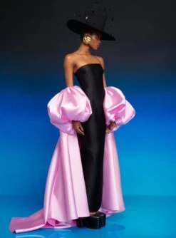 The Lea Maxi Dress In Black And Blush -Solace Dress Shop 230309 SolaceLondon RS23 57 054 R1