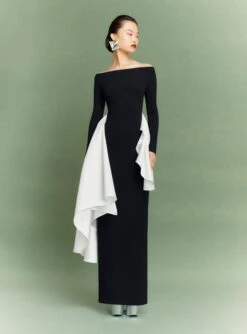 The Kiana Maxi Dress In Black And Cream -Solace Dress Shop 51 OS43007 KIANA MAXI DRESS BLACK CREAM 012 R1