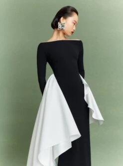 The Kiana Maxi Dress In Black And Cream