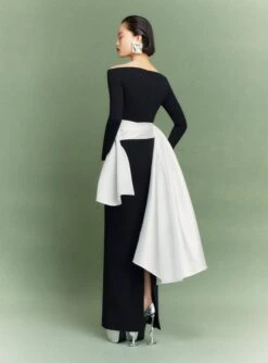 The Kiana Maxi Dress In Black And Cream -Solace Dress Shop 51 OS43007 KIANA MAXI DRESS BLACK CREAM 072 R1