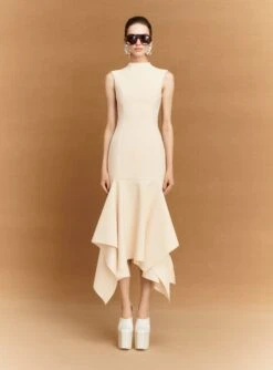 The Trinity Midi Dress In Alabaster
