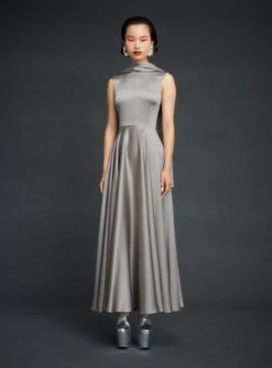 The Emelia Maxi Dress In Pewter