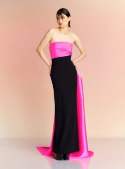 The Kinsley Maxi Dress In Hot Pink & Black