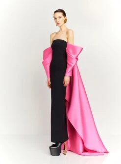 The Kyla Maxi Dress In Light Pink And Black -Solace Dress Shop KYLA MAXI DRESS OS37001 LIGHT PINK BLACK 019 R1