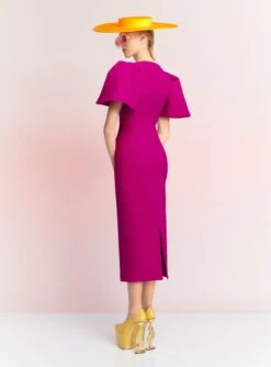 The Lora Midi Dress In Fuchsia -Solace Dress Shop LORA MIDI DRESS OS36025 FUSCHIA 140 R1