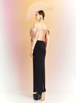 The Melina Maxi Dress In Beige And Black -Solace Dress Shop MELINA MAXI DRESS OS40004 BEIGE BLACK 106 R1