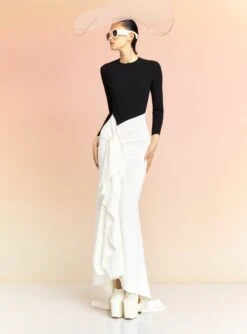 The Nia Maxi Dress In Black And Cream