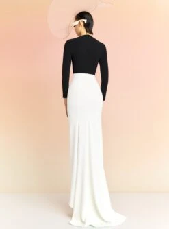 The Nia Maxi Dress In Black And Cream -Solace Dress Shop NIA MAXI DRESS OS39023 BLACK CREAM 117 R1