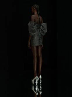 The Elina Crystal Maxi Dress In Black -Solace Dress Shop OS26085 ELINA CRYSTAL MINI DRESS BLACK 0213 R1