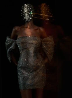 The Elina Crystal Maxi Dress In Black -Solace Dress Shop OS26085 ELINA CRYSTAL MINI DRESS BLACK R1