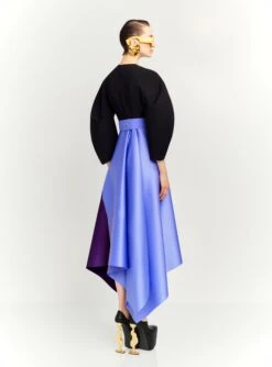 The Quinn Midi Dress In Black, Periwinkle And Amethyst -Solace Dress Shop OS27048 QUINN MIDI DRESS BLACK PERIWINKLE AMETHYST 095 R1