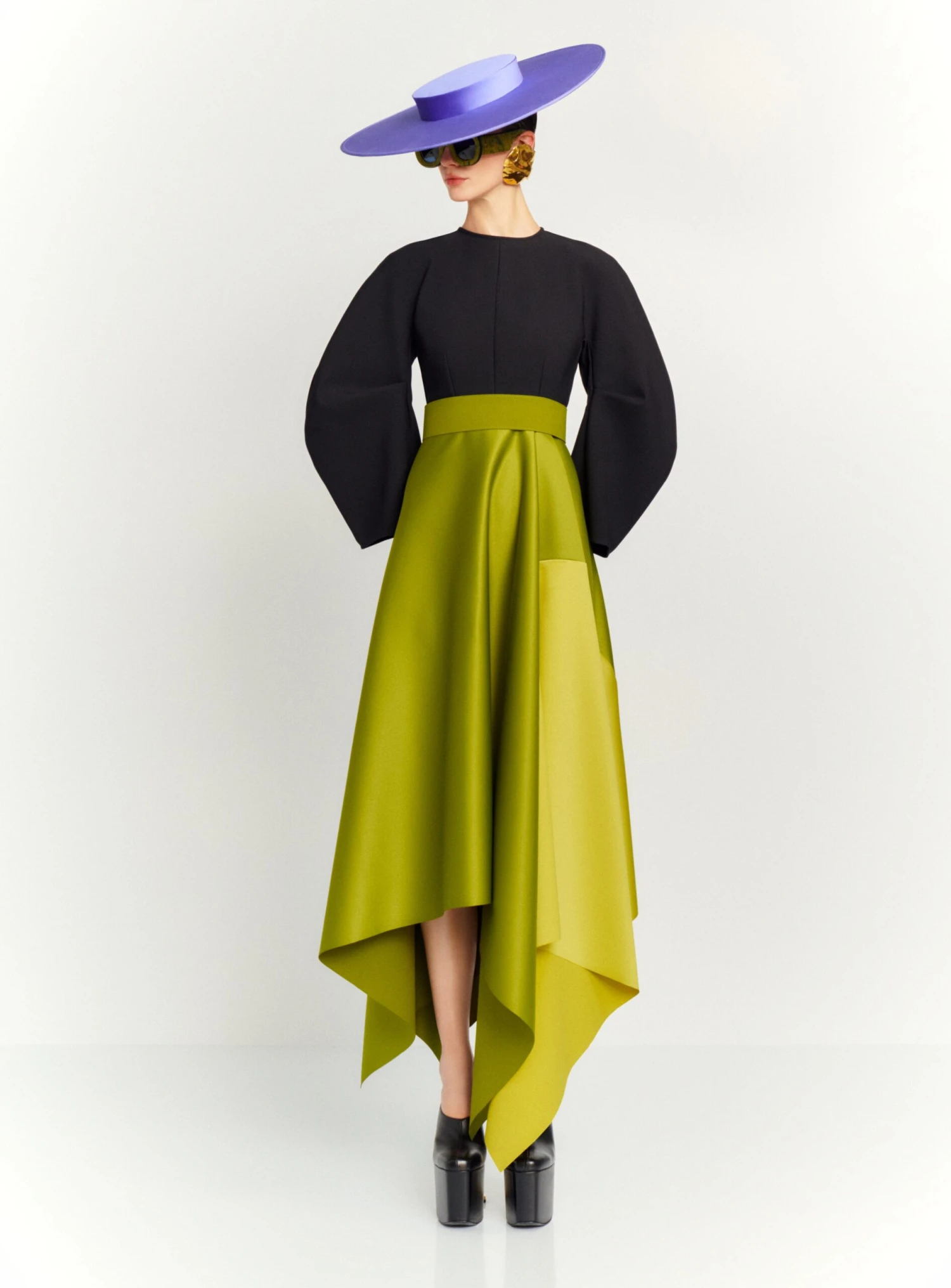 The Quinn Midi Dress In Black, Sweet Pea Green And Chartreuse 3 The Quinn Midi Dress In Black, Sweet Pea Green And Chartreuse