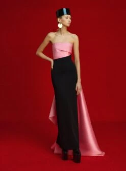 The Kinsley Maxi Dress In Soft Pink And Black -Solace Dress Shop OS29055 KINSLEY MAXI DRESS SOFT PINK BLACK 0036 R1