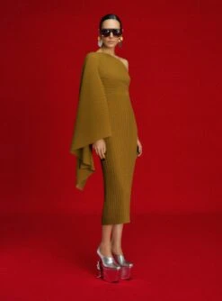 The Lenna Midi Dress In Gold