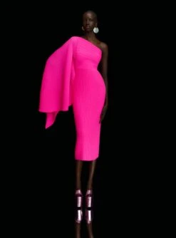 The Lenna Midi Dress In Hot Pink -Solace Dress Shop OS30033 LENNA MIDI DRESS HOT PINK 0032 R1
