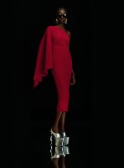 The Lenna Midi Dress In Ruby -Solace Dress Shop OS30033 LENNA MIDI DRESS RUBY 0030 R1