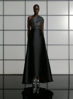 The Alba Crystal Maxi Dress In Black