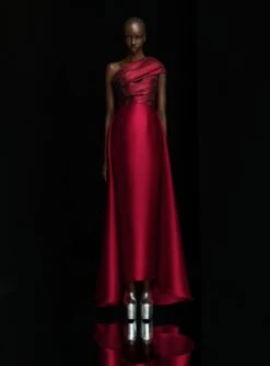 The Alba Crystal Maxi Dress In Ruby