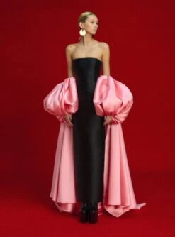 The Lea Maxi Dress In Soft Pink And Black