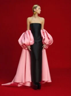 The Lea Maxi Dress In Soft Pink And Black -Solace Dress Shop OS38004 LEA MAXI DRESS SOFT PINK BLACK 0028 R1