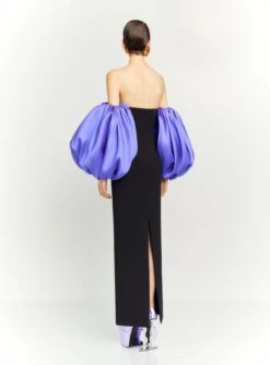 The Karina Maxi Dress In Black And Periwinkle -Solace Dress Shop OS41006 KARINIA MAXI DRESS BLACK PERIWINKLE 095 R1