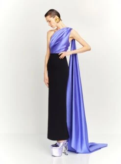 The Yeva Maxi Dress In Periwinkle And Black