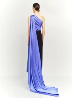The Yeva Maxi Dress In Periwinkle And Black -Solace Dress Shop OS41009 YEVA MAXI DRESS BLACK PERIWINKLE 050 R1