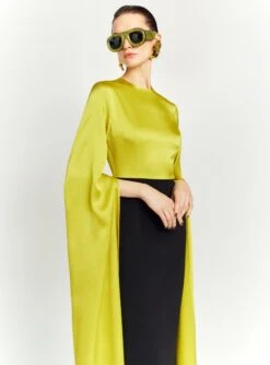 The Adley Maxi Dress In Chartreuse And Black