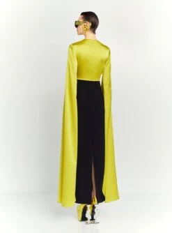 The Adley Maxi Dress In Chartreuse And Black -Solace Dress Shop OS41012 ADLEY MAXI DRESS CHARTREUSE BLACK 069 R1